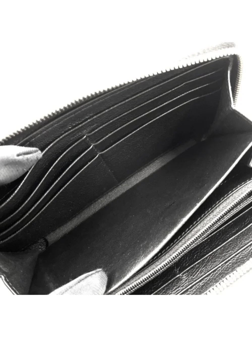 Saint Laurent YSL Logo Bel de Jour Zip Around Leather Black Wallet Gold